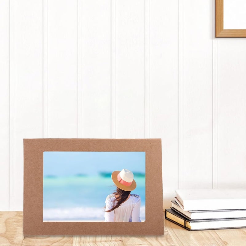 DIY 10pcs 6-inch Kraft Paper Photo Frames, Blank Desktop Picture Frames for Crafting, Household Wall and Tabletop Display, Vintage Style DIY Decoration - Image 4