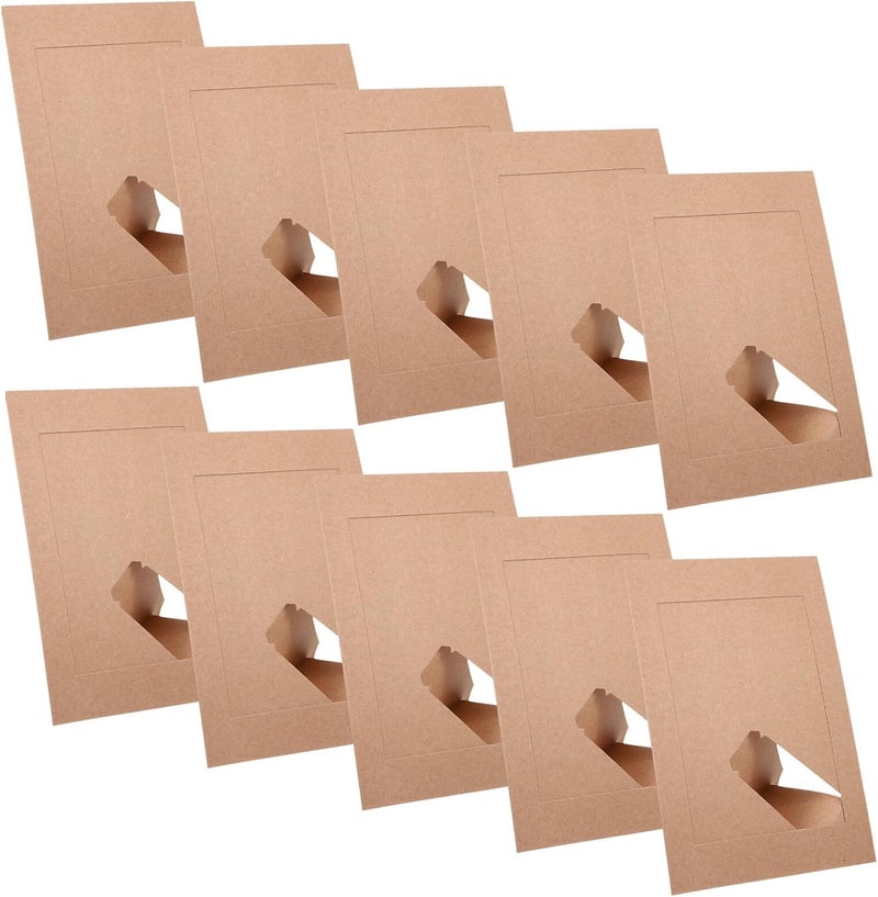 DIY 10pcs 6-inch Kraft Paper Photo Frames, Blank Desktop Picture Frames for Crafting, Household Wall and Tabletop Display, Vintage Style DIY Decoration - Image 1