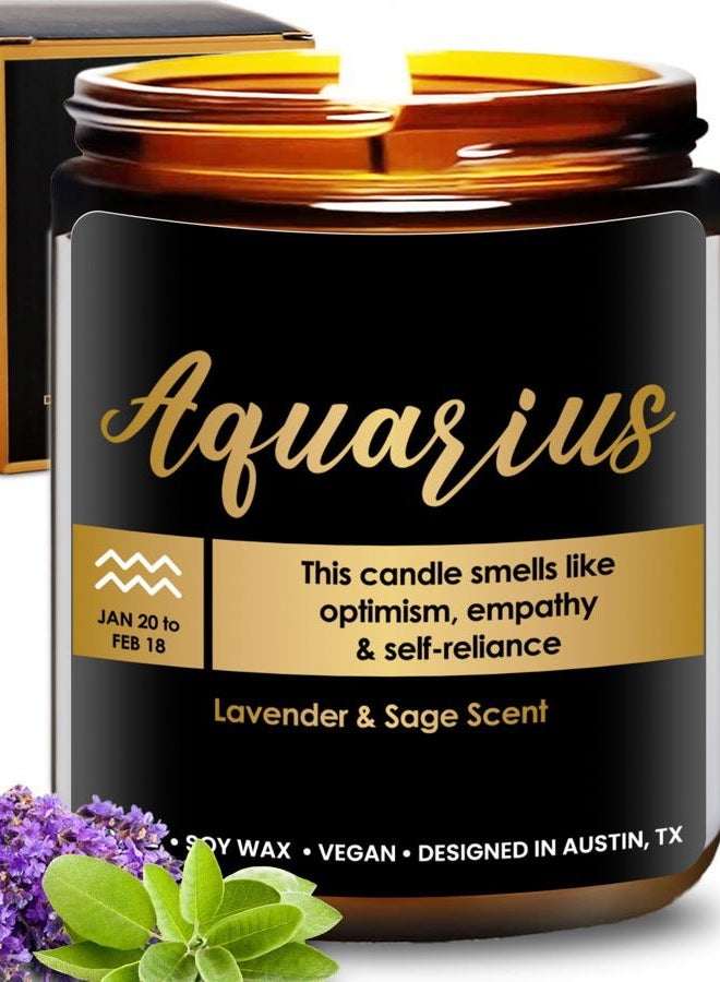 Rosa Vila Aquarius Candle, Aquarius Gift Zodiac Candles, Aquarius Birthday Gifts For Astrology Lovers, Aquarius Gifts For Women & Men, Aquarius Birth Gift, Astrology Gifts For Women, Sign Zodiac Gifts For Women - Image 1