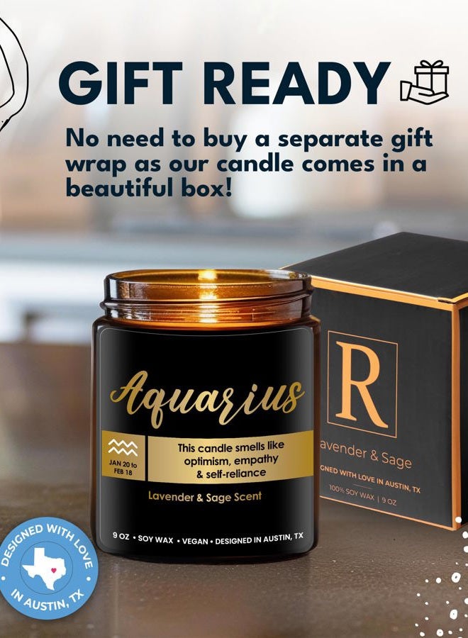 Rosa Vila Aquarius Candle, Aquarius Gift Zodiac Candles, Aquarius Birthday Gifts For Astrology Lovers, Aquarius Gifts For Women & Men, Aquarius Birth Gift, Astrology Gifts For Women, Sign Zodiac Gifts For Women - Image 4
