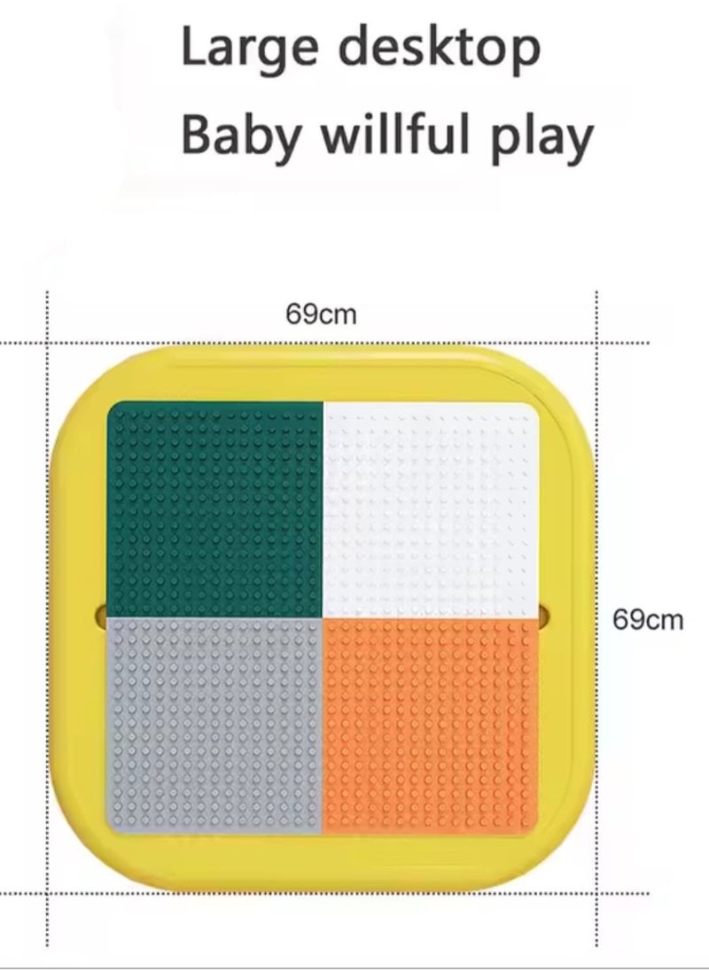 Kids Playing  Mushroom Block Table and Chair with Lego Blocks And Small Toys set