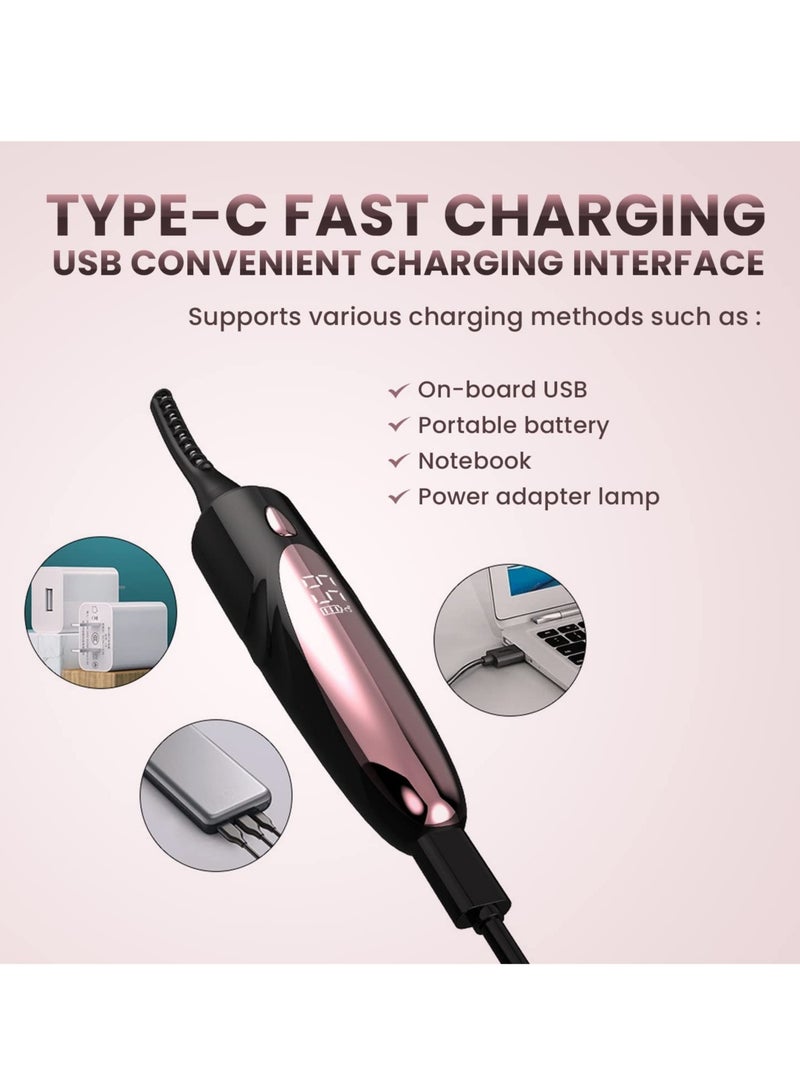 Excefore Heated Eyelash Curlers USB Rechargeable Electric Eyelash Curler with 4 Heating Modes Heated Lash Curler for Eyelash Curling Eye Lashes Tool for Women - Image 3