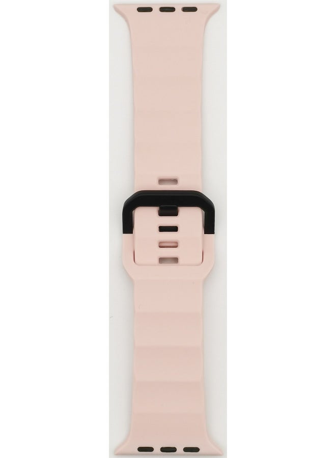 Silicone Sport Watchband Suitable For Apple Watch Ultra Iron Buckle Wave Design Fashionable Strap For Men And Women-Color:Vintage Rose - Image 1