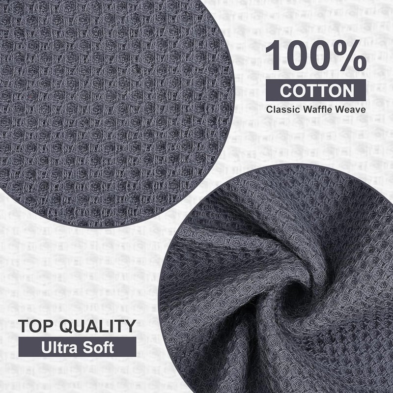 HEXONIQ 100 Cotton Kitchen Dish Cloths Waffle Weave Ultra Soft Absorbent Dish Towels for Drying Dishes Quick Drying Kitchen Towels Dish Rags 134 X 134 Inches Dark Blue Pack of 6 - Image 2