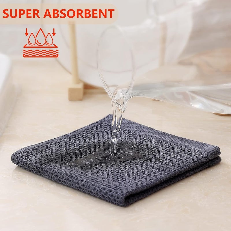 HEXONIQ 100 Cotton Kitchen Dish Cloths Waffle Weave Ultra Soft Absorbent Dish Towels for Drying Dishes Quick Drying Kitchen Towels Dish Rags 134 X 134 Inches Dark Blue Pack of 6 - Image 3