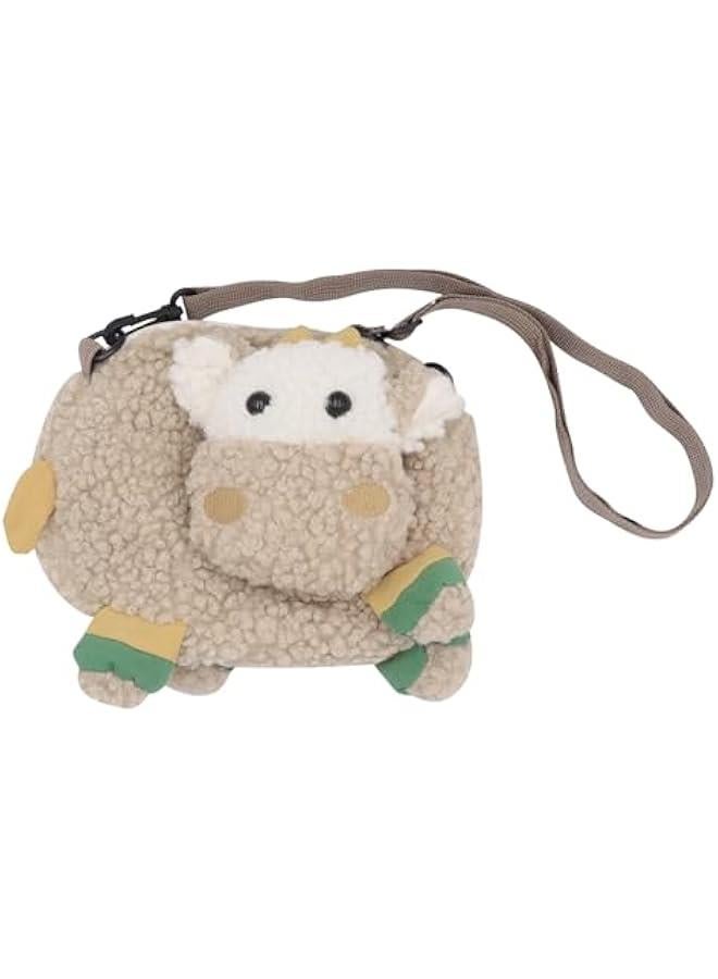 Cute Women Lady Plush Wallet Coin Purse Fuzzy Satchel Anime Shoulder Crossbody Bag Fluffy Tote Bag,Khaki Sheep - Image 1