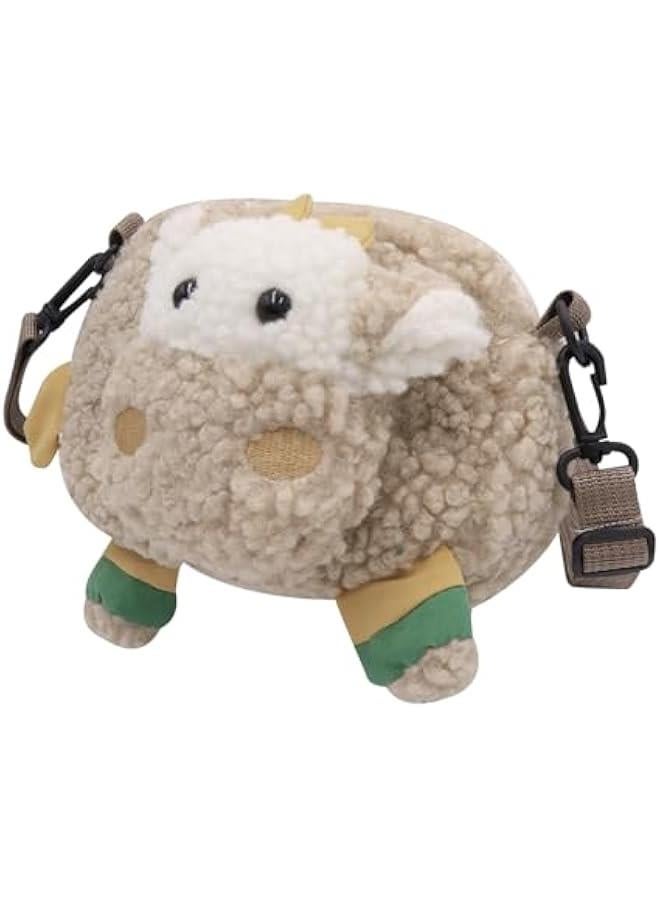 Cute Women Lady Plush Wallet Coin Purse Fuzzy Satchel Anime Shoulder Crossbody Bag Fluffy Tote Bag,Khaki Sheep - Image 3