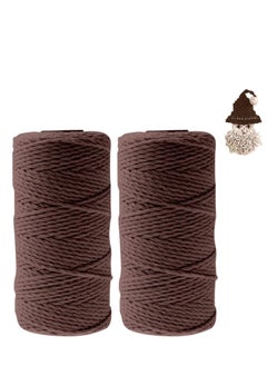 Generic 3 Layers Dyed Cotton Rope for Macrame and Gift Wrapping 250g (Brown)  - Image 2