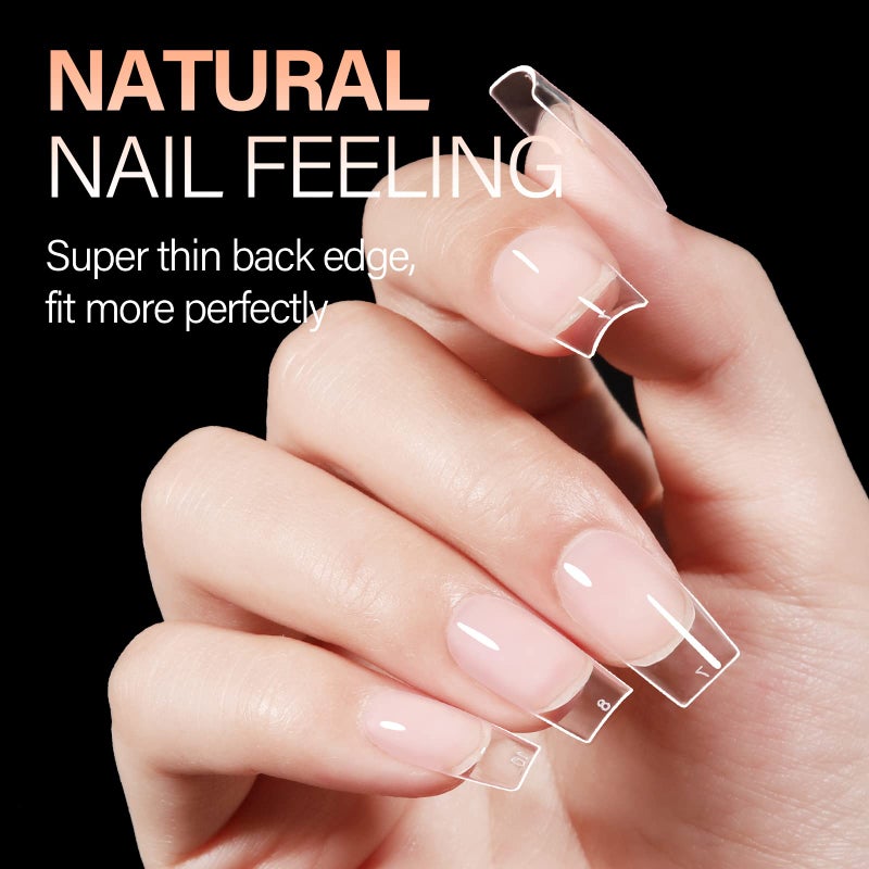 AILLSA Short Square Nail Tips - 504pcs Clear Soft Nail Tips Full Cover Gel Nails Tips Pre-shaped Acrylic for Extensions Easy for Home DIY Nail Salon 12 Sizes - Image 3
