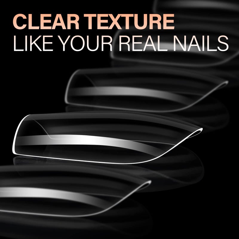 AILLSA Short Square Nail Tips - 504pcs Clear Soft Nail Tips Full Cover Gel Nails Tips Pre-shaped Acrylic for Extensions Easy for Home DIY Nail Salon 12 Sizes - Image 2