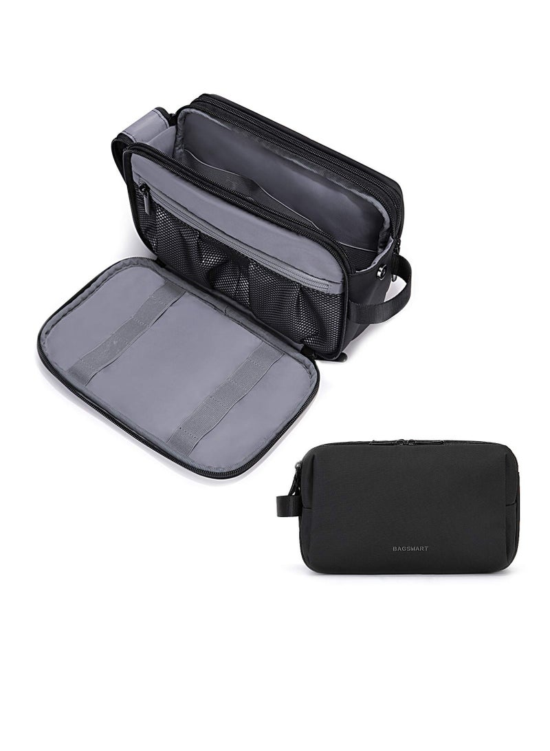 إكسفور حقيبة غسيل للرجال، حقيبة غسيل السفر مع مجموعة Dopp، حزمة حلاقة كبيرة مقاومة للماء، ملحقات لمنتجات الغسيل (أسود) - Image 1