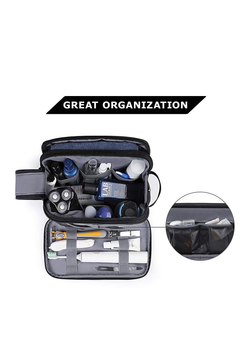 إكسفور حقيبة غسيل للرجال، حقيبة غسيل السفر مع مجموعة Dopp، حزمة حلاقة كبيرة مقاومة للماء، ملحقات لمنتجات الغسيل (أسود) - Image 2