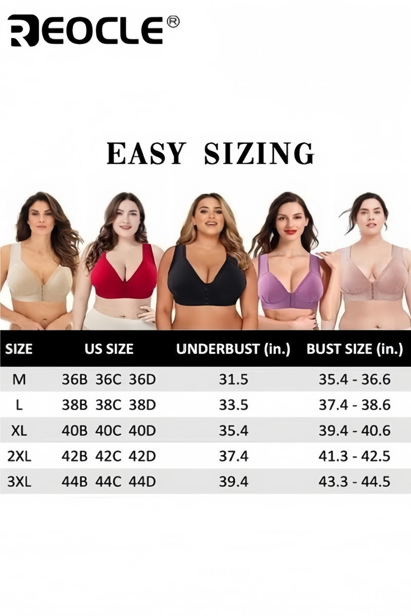 ريوكل حمالة صدر نسائية بإغلاق أمامي، وسادات رفيعة، حمالة صدر بخطاف أمامي، مقاس كبير، حمالة صدر غير سلكية، تغطية كاملة، حمالة صدر مريحة، ملابس داخلية قطنية لكبار السن - Image 2