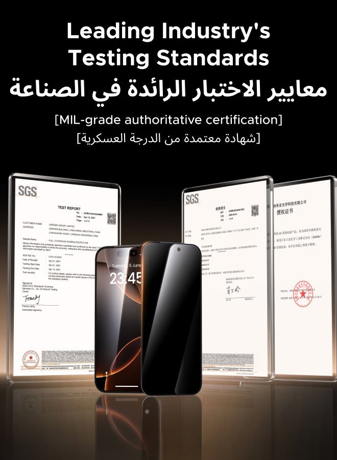 يو جرين واقي شاشة الخصوصية لهاتف آيفون 17 برو، قطعتان، [صلابة 9H] [يحجب الرؤية بزاوية 28 درجة] زجاج مقسّى مضاد للتجسس، يدعم خاصية التعرف على الوجه مع أداة تثبيت سهلة، مناسب للحافظة، مقاوم للخدش - Image 2