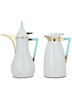 Maha Pearl Matte Thermos Set With Light Green Crystal Handle And Gold