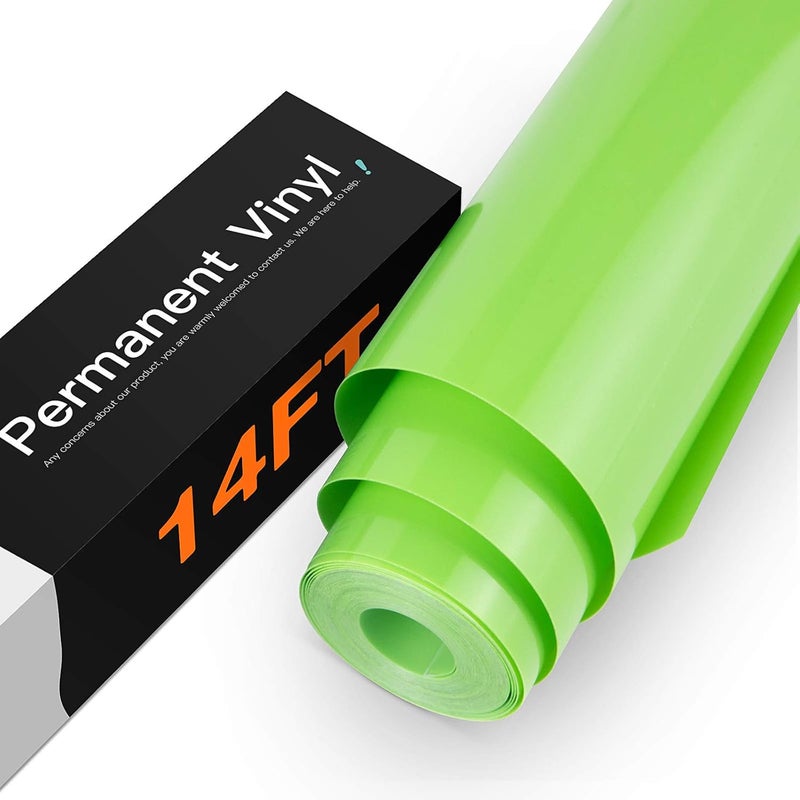 HTVRONT Green Permanent Vinyl, Green Vinyl for Cricut - 12" x 14 FT Green Adhesive Vinyl Roll for Cricut, Silhouette, Cameo Cutters, Signs, Scrapbooking, Craft, Die Cutters (Glossy Apple Green) - Image 1