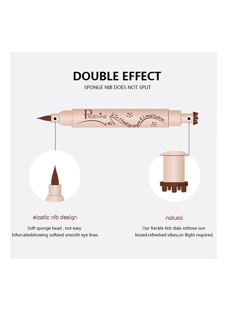 PAGE VINE 2 in 1 Freckles Stamp & Liquid Eyeliner, Waterproof, Natural Lifelike Freckles Makeup, Magic Fake Freckles,Brown eyeliner 02# MEDIUM - Image 5