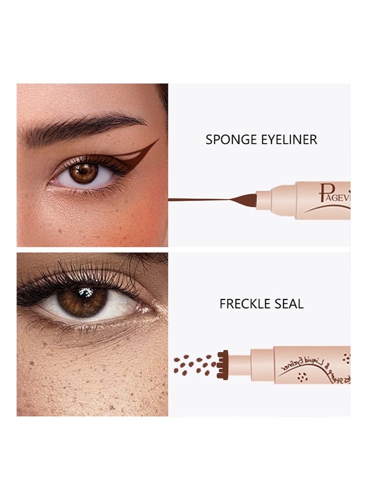 PAGE VINE 2 in 1 Freckles Stamp & Liquid Eyeliner, Waterproof, Natural Lifelike Freckles Makeup, Magic Fake Freckles,Brown eyeliner 02# MEDIUM - Image 3