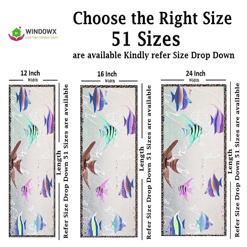 WINDOWX Love Your Window Again WINDOWX Vinyl Frosted Window Self Adhesive Privacy Glass Film for Window Glass Office Decorative Window Sticker Wallpaper Vinyl Sheet for Glass Door Bathroom Home Window Aquarium Fish Design  - Image 2