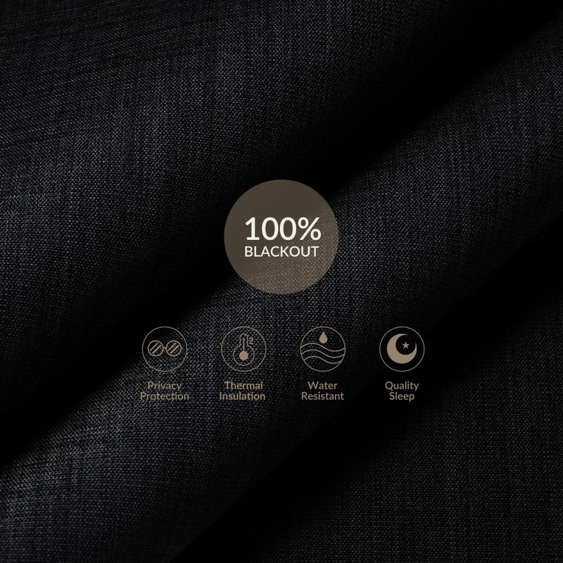 Boolegon Cordless Blackout Roller Shades for Windows, Free-Stop Linen Shades with Valance, Thermal Insulated Fabric, UV Protection Roller Blinds for Home, Office (Black, 15" W x 48" H) - Image 5