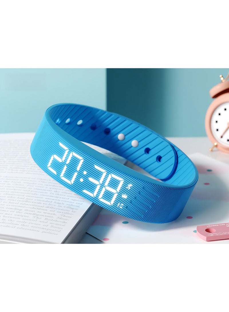 Digital Wristwatch with Large Time Display & Fitness Tracker – 40-Day Battery Life – USB Direct Charge – Vibration Alarm – Steps, Calories & Sleep Monitor - Blue - Image 1