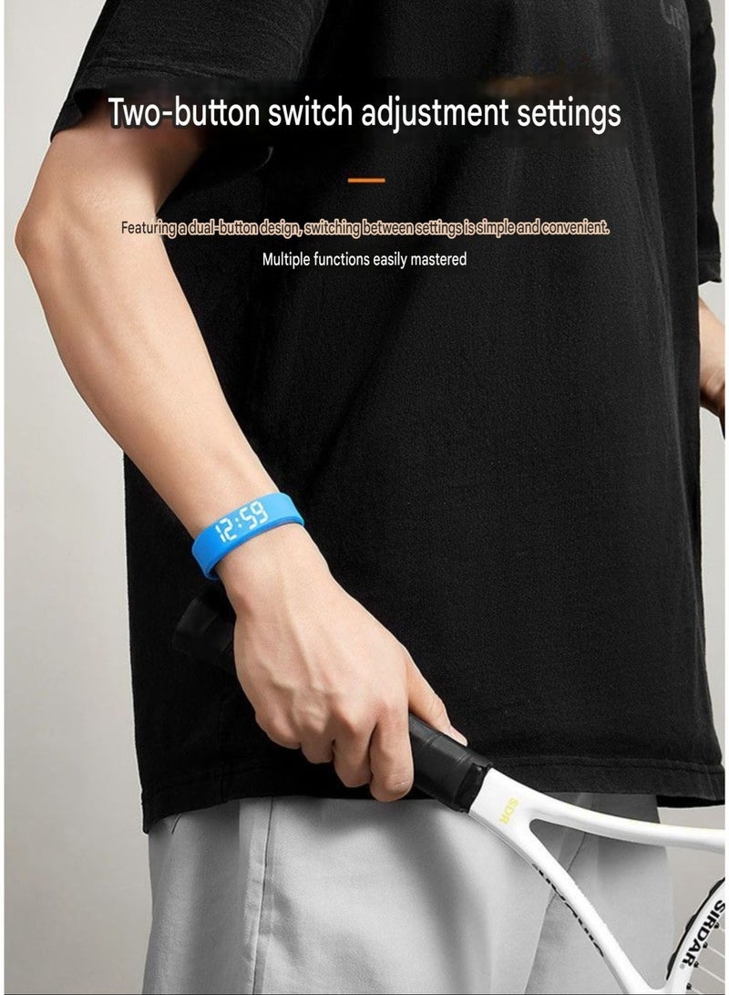 Digital Wristwatch with Large Time Display & Fitness Tracker – 40-Day Battery Life – USB Direct Charge – Vibration Alarm – Steps, Calories & Sleep Monitor - Blue - Image 2