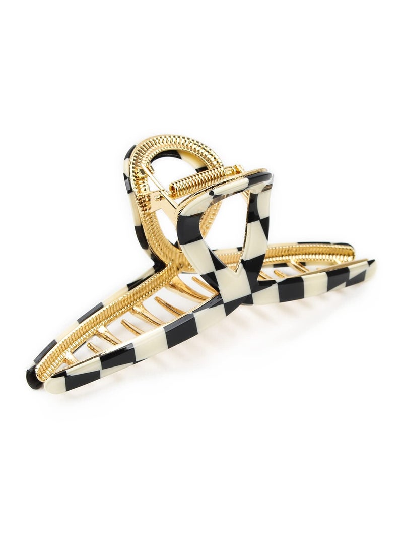 Goolsky مشبك شعر معدني من الأسيتات للنساء، مشبك قوي للشعر الثقيل، نمط مربعات، مشبك فك 4.5 بوصة، ملحقات شعر كبيرة للشعر الطويل والكثيف - Image 1