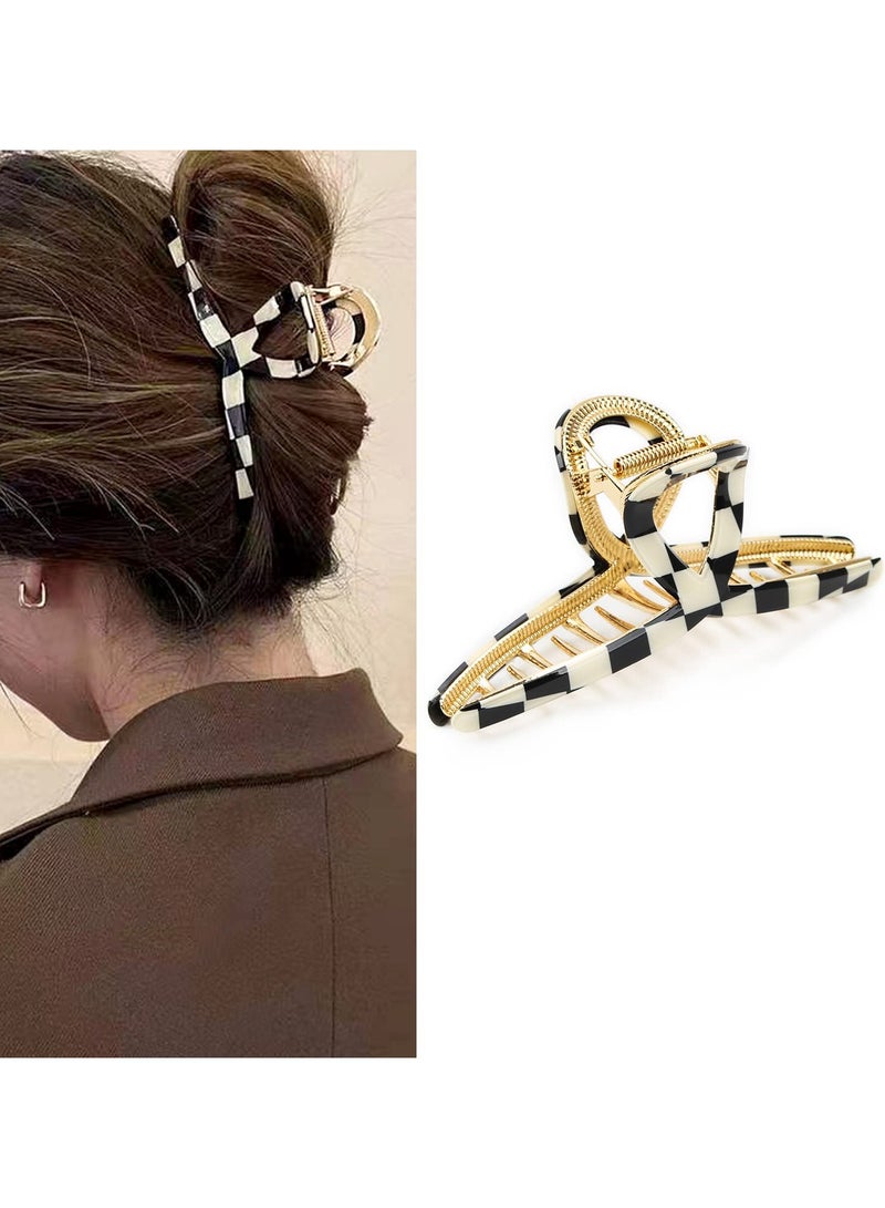 Goolsky مشبك شعر معدني من الأسيتات للنساء، مشبك قوي للشعر الثقيل، نمط مربعات، مشبك فك 4.5 بوصة، ملحقات شعر كبيرة للشعر الطويل والكثيف - Image 2
