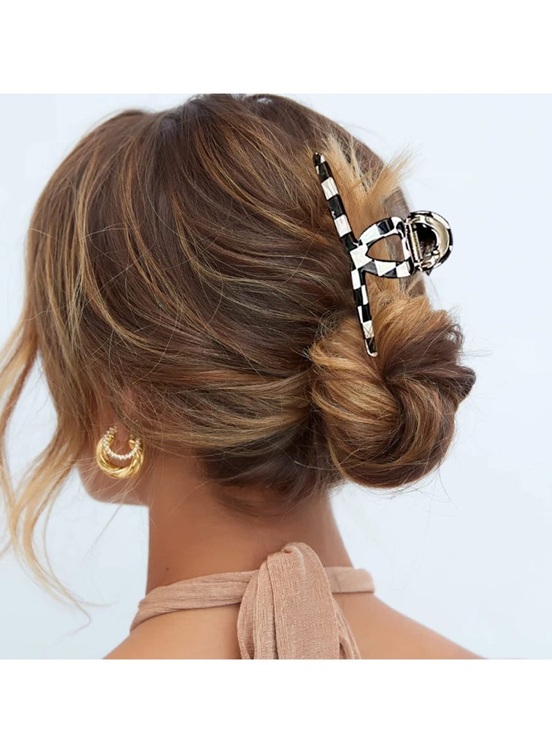 Goolsky مشبك شعر معدني من الأسيتات للنساء، مشبك قوي للشعر الثقيل، نمط مربعات، مشبك فك 4.5 بوصة، ملحقات شعر كبيرة للشعر الطويل والكثيف - Image 4