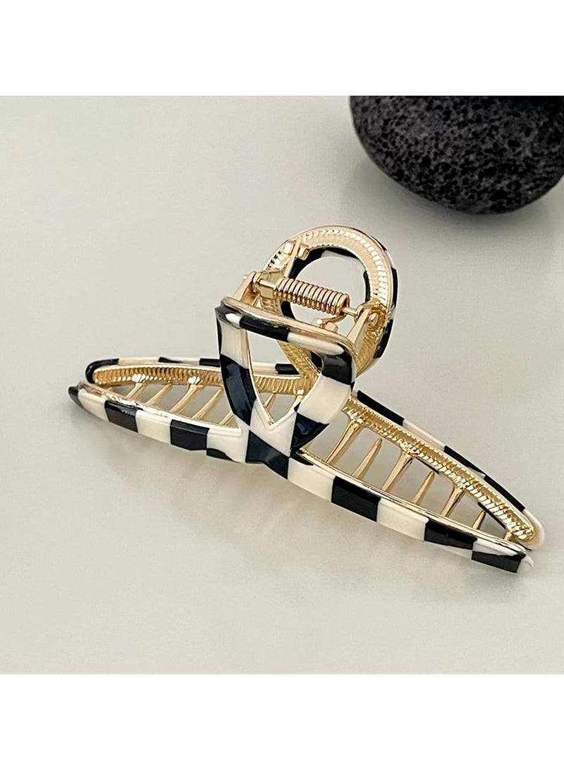 Goolsky مشبك شعر معدني من الأسيتات للنساء، مشبك قوي للشعر الثقيل، نمط مربعات، مشبك فك 4.5 بوصة، ملحقات شعر كبيرة للشعر الطويل والكثيف - Image 5