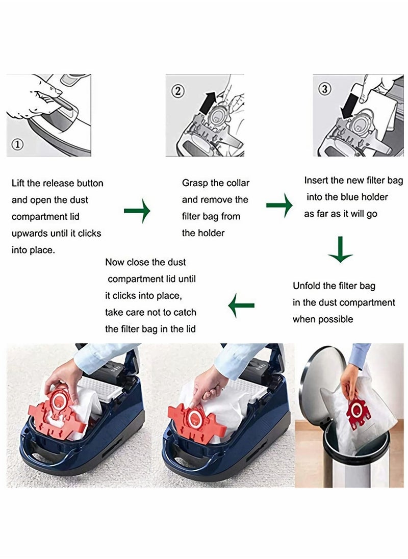 3D Airclean FJM Vacuum Cleaner Bags for Miele FJM Models, Compatible with Compact C2, C1, Complete C1, S241, S290, S300i, S500, S700, S4, S6 Series - Includes 8 Dust Bags  2 Filters. - Image 4