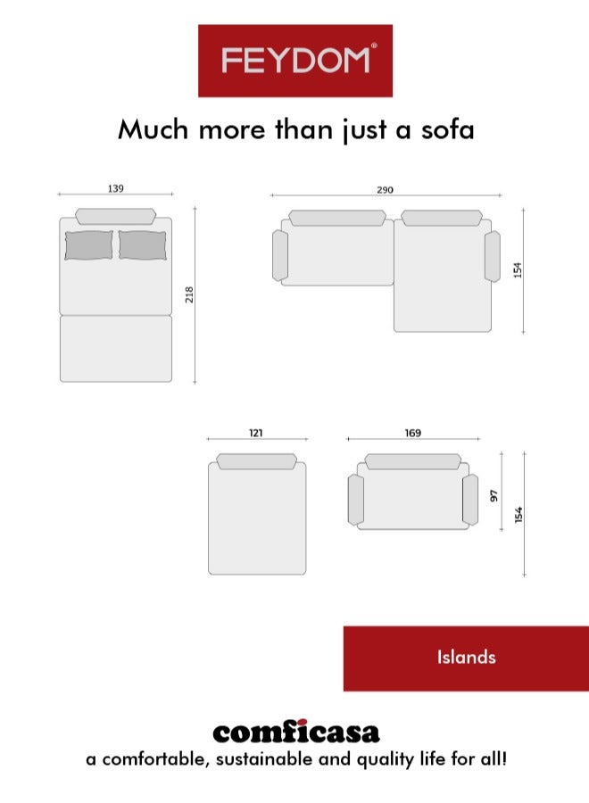 COMFICASA FEYDOM Matacau Islands Multifunctional Sofa - Mollia Middle Grey - Image 4