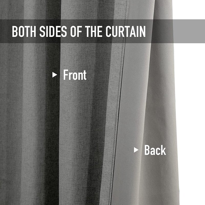 100% Blackout Shield 100% Blackout Curtains 90 Inches Long Linen Blackout Curtains 90 Inch Length 2 Panels Set Thermal Insulated Full Light Blackout Curtains for Bedroom/Living Room 50"" W x 90"" L 2 Panels Dark Gray - Image 4