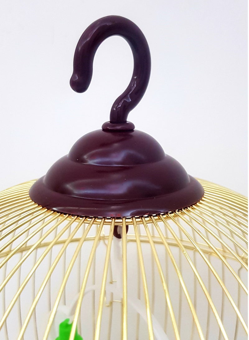 قفص طيور ذهبي صغير (تحقق من المقاسات) مع حاوية طعام وعصا بلاستيكية، مناسب للطيور الصغيرة 28 سم - Image 4