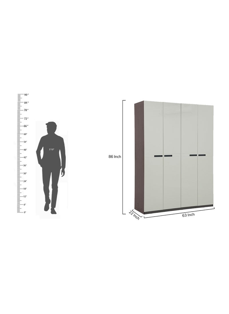 ROYALOAK Royaloak Houston 4 Door Wardrobe – Modern MDF Cupboard with High-Gloss Finish, Durable Freestanding Storage Cabinet for Bedroom  - Image 3