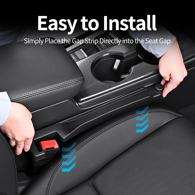 7F Car Seat Gap Filler, Car Organiser and Storage with Hook, Universal Car Accessories, Fit Sedan SUV Truck, Set of 2 - Black - Image 5
