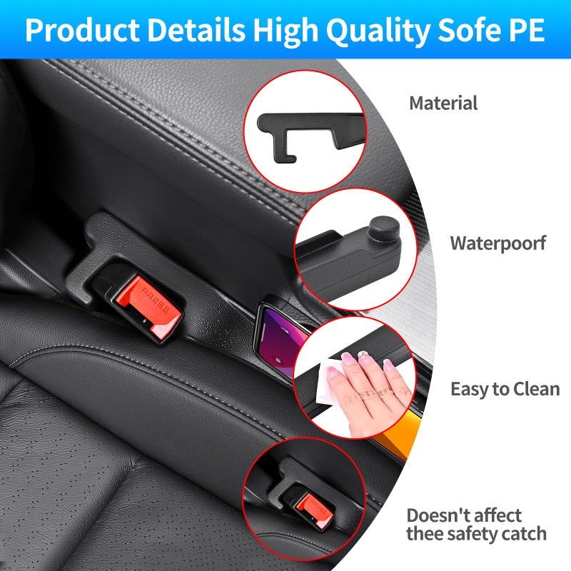7F Car Seat Gap Filler, Car Organiser and Storage with Hook, Universal Car Accessories, Fit Sedan SUV Truck, Set of 2 - Black - Image 4
