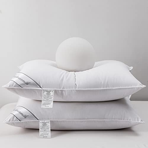 Eastwarmth Natural Goose Down&Feather Pair Hotel Pillows Insert for Side and Back Sleepers, Set of 2 Bedding Soft Pillows 100% Soft Cotton Standard 20x26in - Image 1