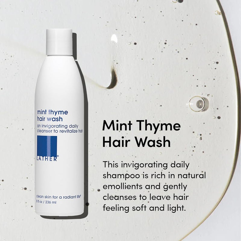 LATHER Mint Thyme Hair Wash - Invigorating Daily Cleanser for Normal to Oily Hair - 240ml - Image 2