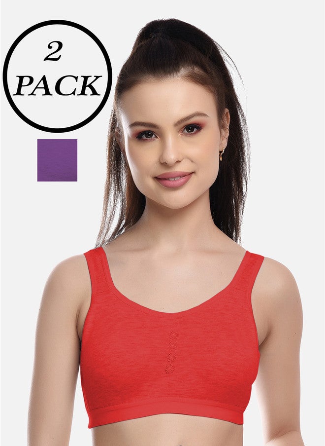 FIMS Red & Purple Non-Padded Workout Bra Set of 2 - Image 1