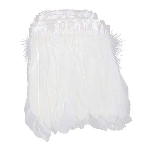AWAYTR Duck Goose Feather Trim Fringe 2 Yards (White) - Image 1