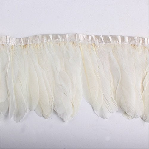AWAYTR Duck Goose Feather Trim Fringe 2 Yards (White) - Image 2