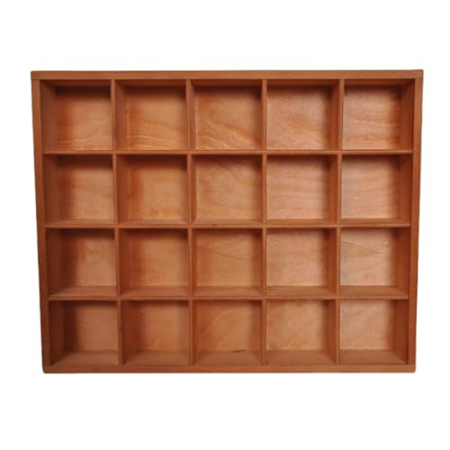 LONG TAO 1 Pcs 13.4''x10.6''x2'' Wooden Storage Divider Box Showcase Display Box Organization Tray Display Holder with 20 Compartments for Home Craft Office Kitchen Storage (Vintage Color) - Image 5