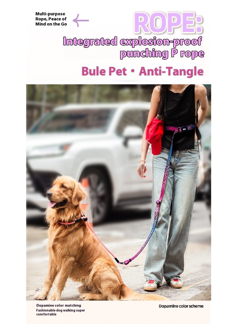 QQPETS Adjustable Training Dog Leash, P Rope，Double-limiting safety buckle to prevent escape and suffocation，Reflective Training Lead with 360° Swivel Anti-Tangle, Hands Free Waist Leash - Image 2