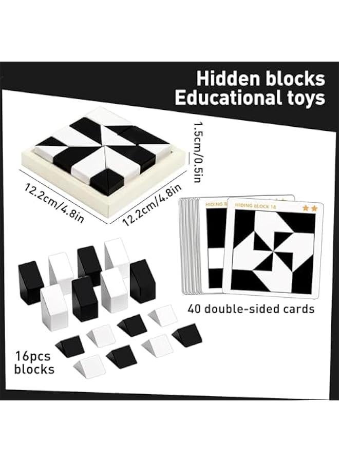 Puzzle Blocks for Kids,Education Puzzle Toy with Storage Tray,Brain Teaser with Challenges Cards 3D Logic  Spatial Thinking Tabletop Toy for Boys Girls - Image 2