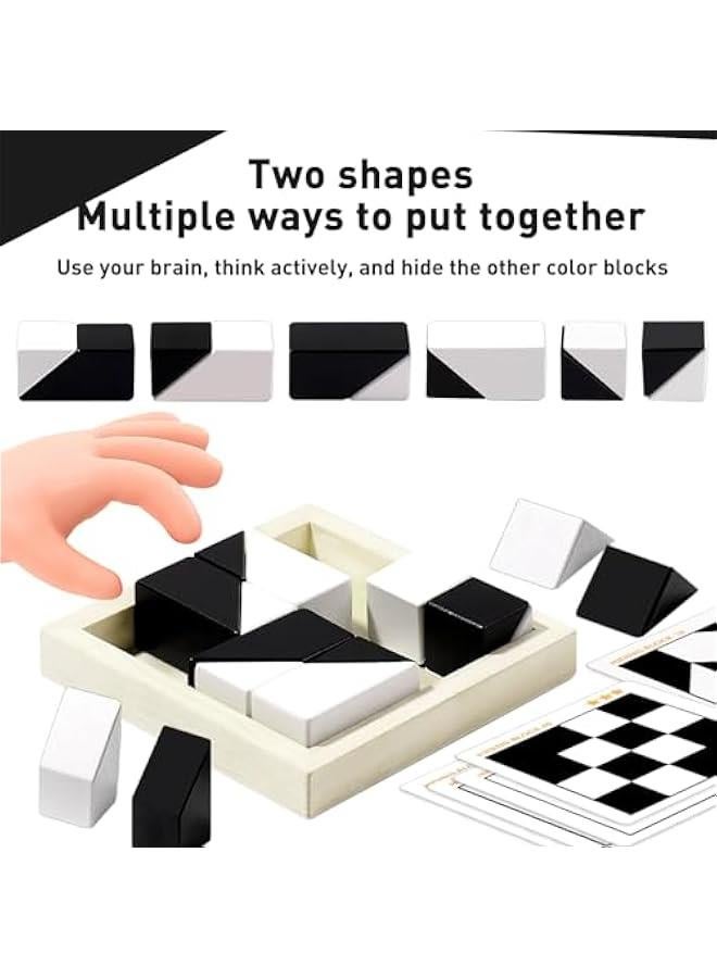 Puzzle Blocks for Kids,Education Puzzle Toy with Storage Tray,Brain Teaser with Challenges Cards 3D Logic  Spatial Thinking Tabletop Toy for Boys Girls - Image 4