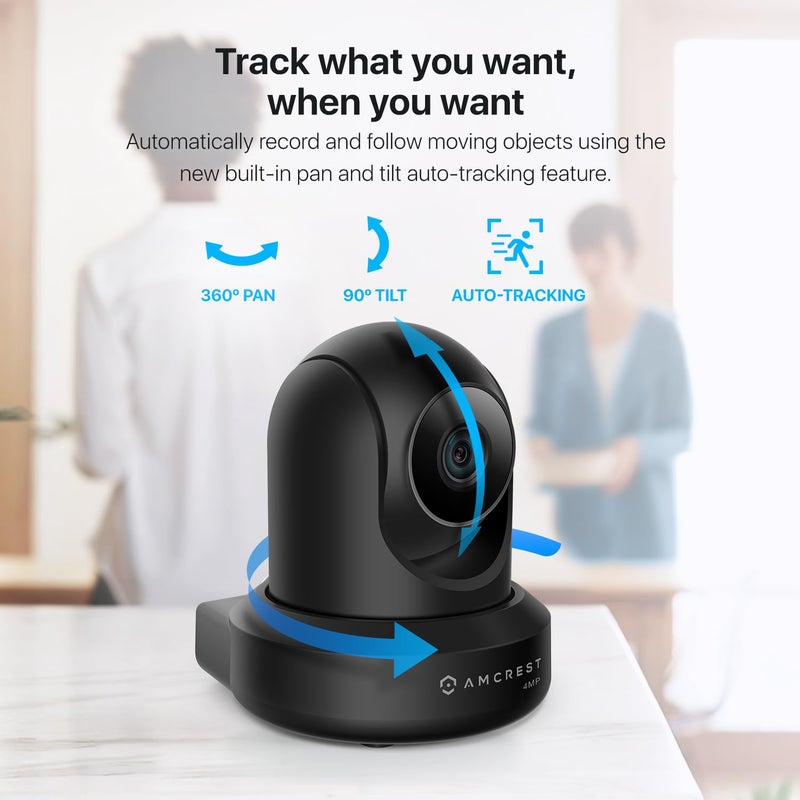 Amcrest 4MP ProHD Indoor WiFi, Security IP Camera with Pan/Tilt, Two-Way Audio, Night Vision, Remote Viewing, 4-Megapixel @30FPS, Wide 90Â° FOV, IP4M-1041B (Black) - Image 3