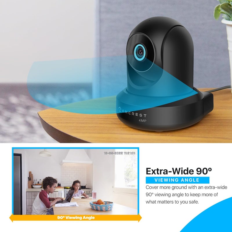 Amcrest 4MP ProHD Indoor WiFi, Security IP Camera with Pan/Tilt, Two-Way Audio, Night Vision, Remote Viewing, 4-Megapixel @30FPS, Wide 90Â° FOV, IP4M-1041B (Black) - Image 4