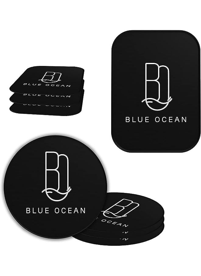 BLUE OCEAN Plate for Phone Magnet, 4 Pack MagicPlate with Powerful Adhesive, and 4 Transparent Protective Sheets Replacement for Magnetic Phone Car Mount Holder Cradle Stand- 2 Rectangles and 2 Round  - Image 1