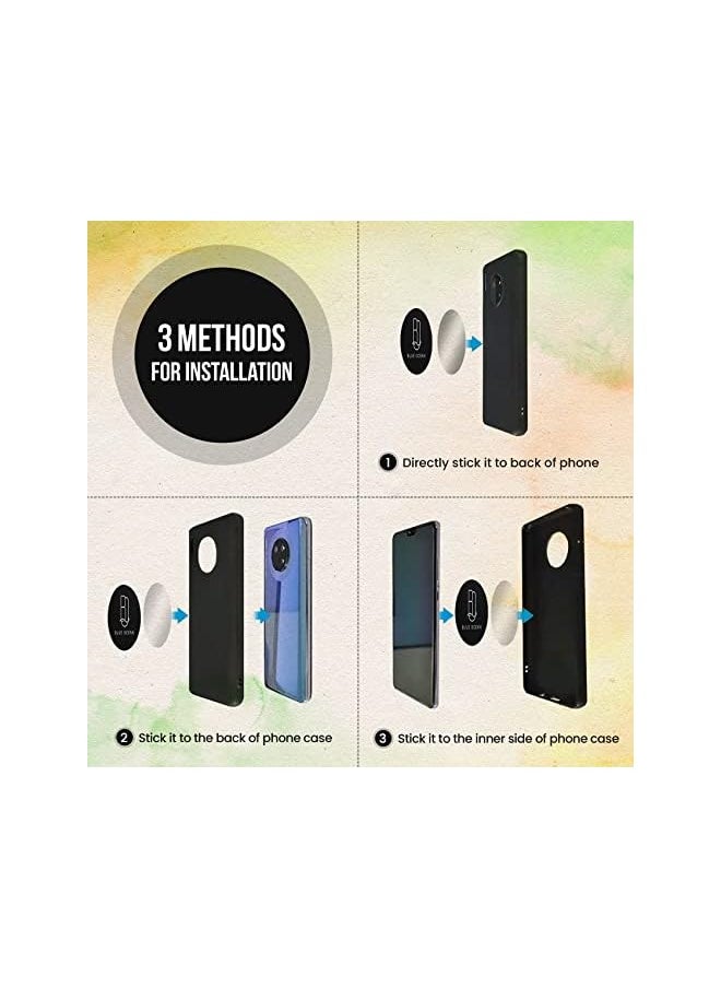 BLUE OCEAN Plate for Phone Magnet, 4 Pack MagicPlate with Powerful Adhesive, and 4 Transparent Protective Sheets Replacement for Magnetic Phone Car Mount Holder Cradle Stand- 2 Rectangles and 2 Round  - Image 5
